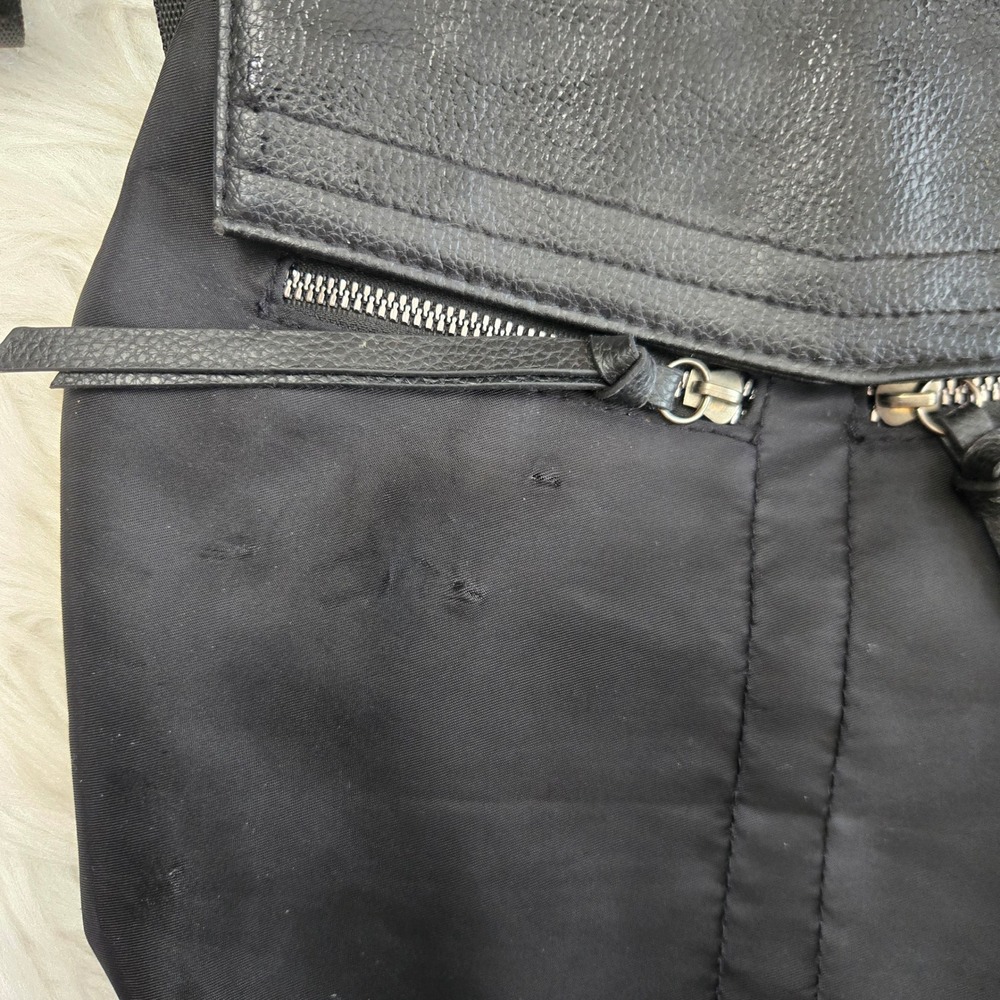 Botkier New York Black Nylon Leather Trim Mini Trigger Backpack Logo Straps - Picture 2 of 8